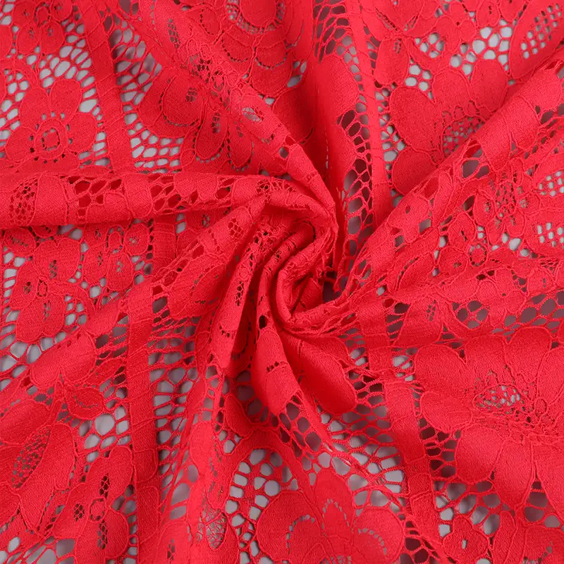 China Fabric for Shirt,Skirt Lace Knit Fabric Cotton Nylon Red color buy from China wholesaler bulk order at wholesale price free worldwide shipping Alibaba