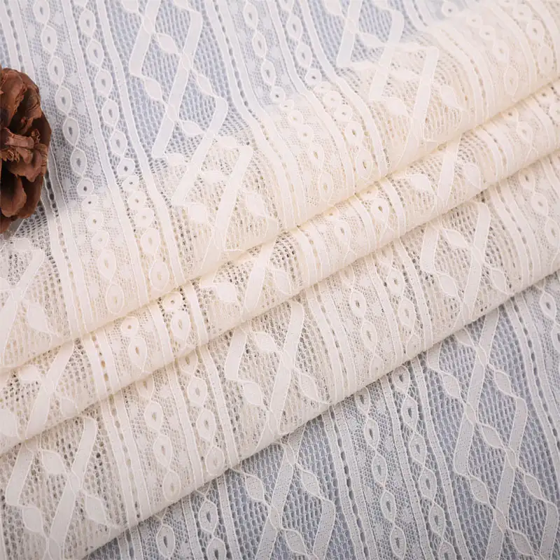 China Fabric for Shirt,Skirt Lace Knit Fabric Nylon Spandex Cream color buy from China wholesaler bulk order at wholesale price free worldwide shipping Alibaba