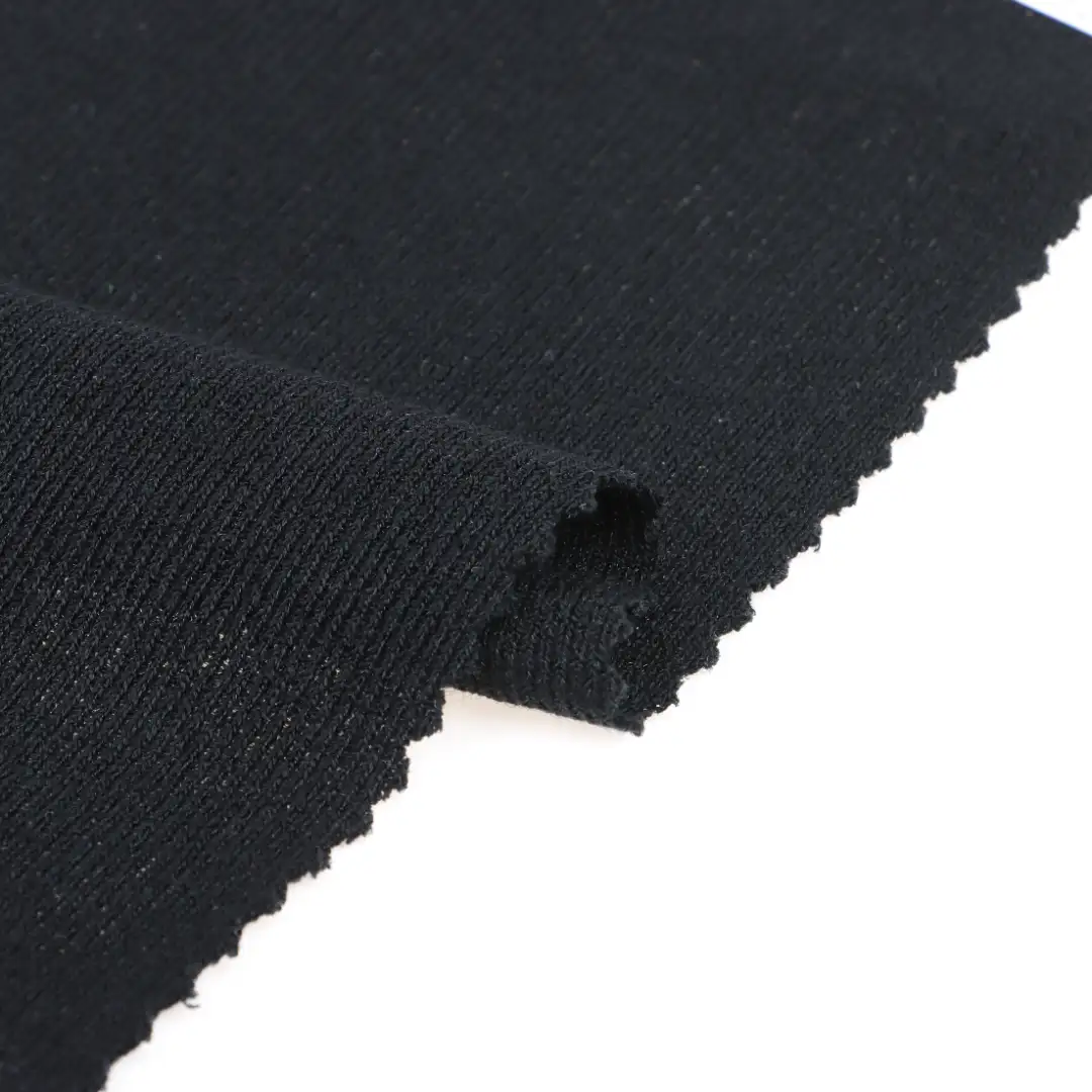 China Fabric for T-Shirt Rib Knit Fabric Rayon Polyester Elastane black color buy from China wholesaler bulk order at wholesale price free worldwide shipping Alibaba