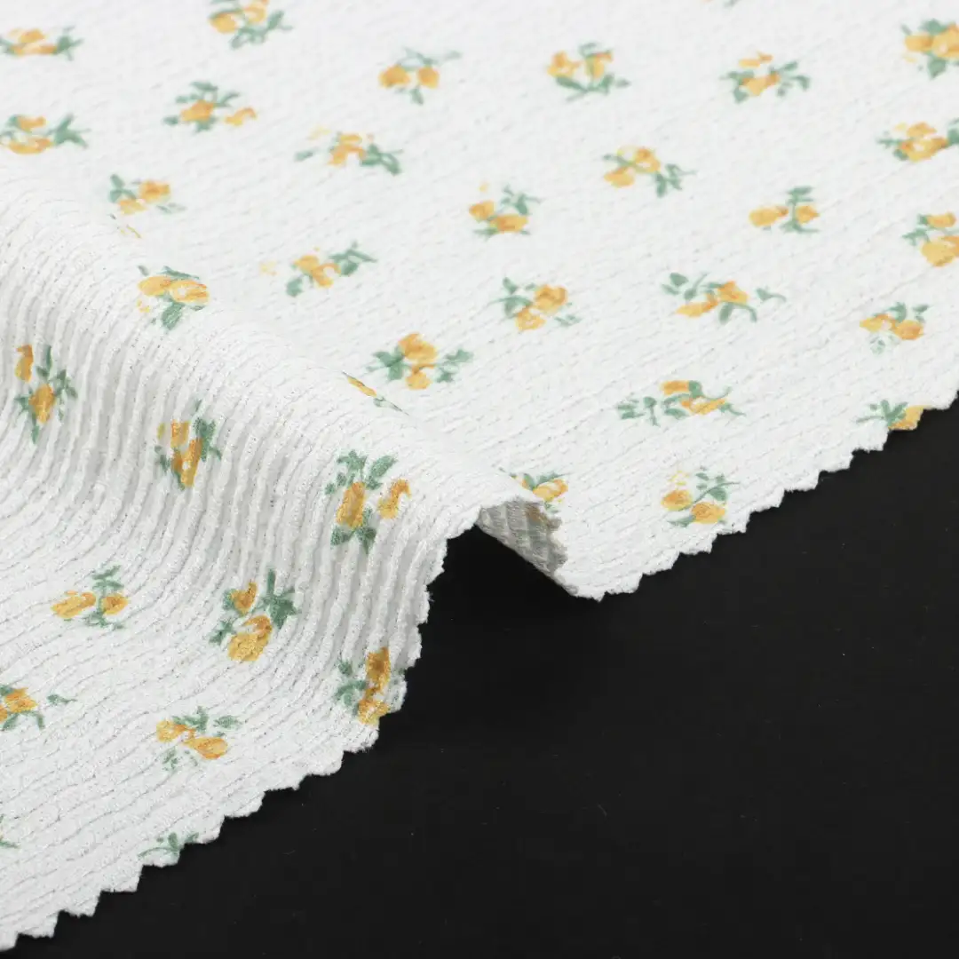 China Fabric for T-Shirt,Skirt Weft Jacquard Knit Fabric Polyester Elastane off-white color buy from China wholesaler bulk order at wholesale price free worldwide shipping Alibaba