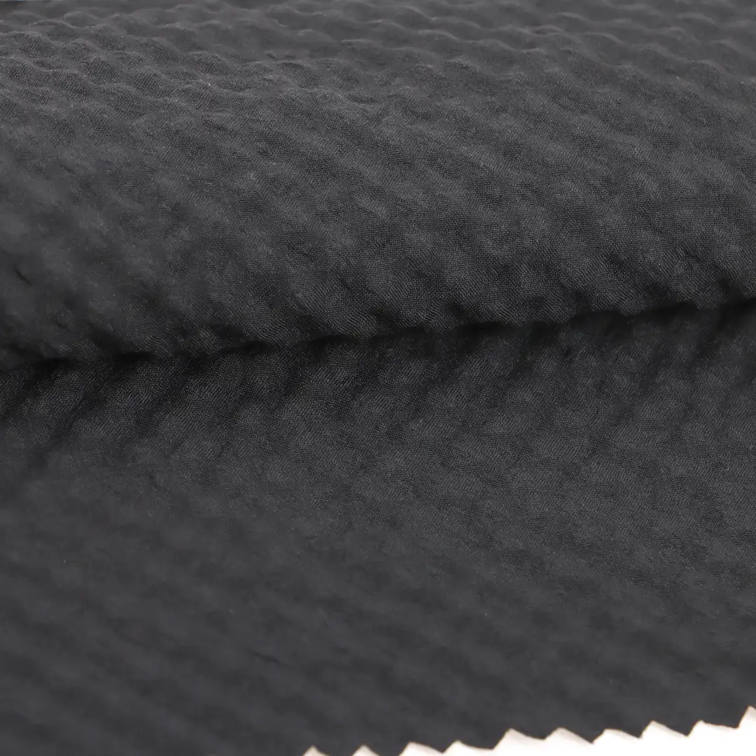 China Fabric for Blouse Polyester Seersucker Synthetic Woven Fabric Polyester black color buy from China wholesaler bulk order at wholesale price free worldwide shipping Alibaba