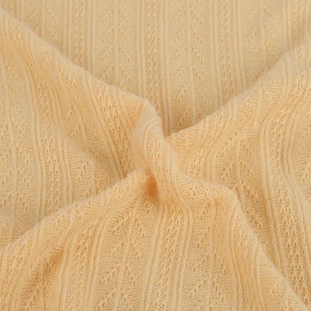 China Fabric for T-Shirt,Polo Shirt,Crop Top Weft Jacquard Knit Fabric Polyester Rayon Yellow color buy from China wholesaler bulk order at wholesale price free worldwide shipping Alibaba