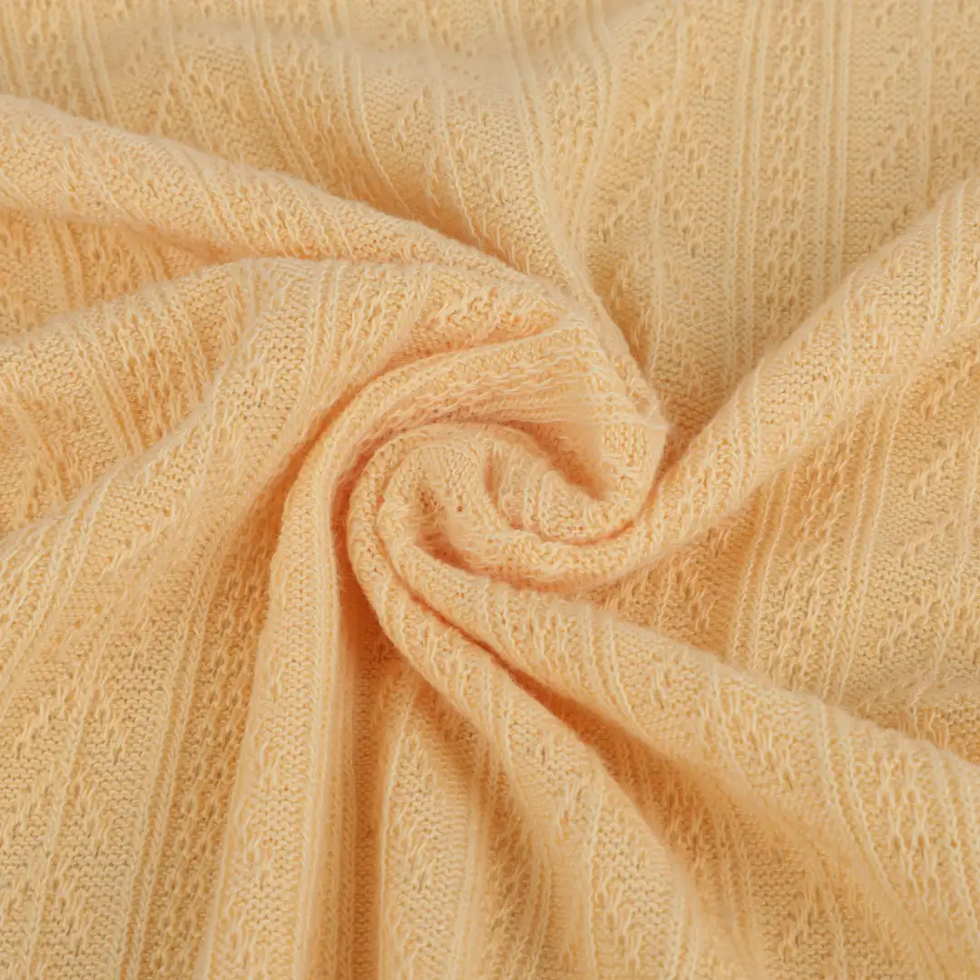 China Fabric for T-Shirt,Polo Shirt,Crop Top Weft Jacquard Knit Fabric Polyester Rayon Yellow color buy from China wholesaler bulk order at wholesale price free worldwide shipping Alibaba