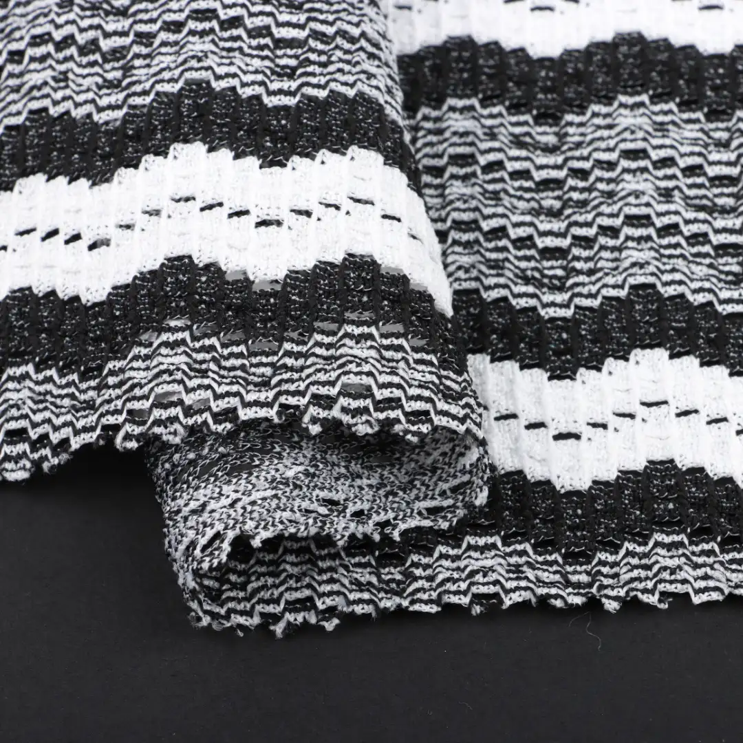 China Fabric for Blazer Lace Knit Fabric Polyester Elastane black /white color buy from China wholesaler bulk order at wholesale price free worldwide shipping Alibaba