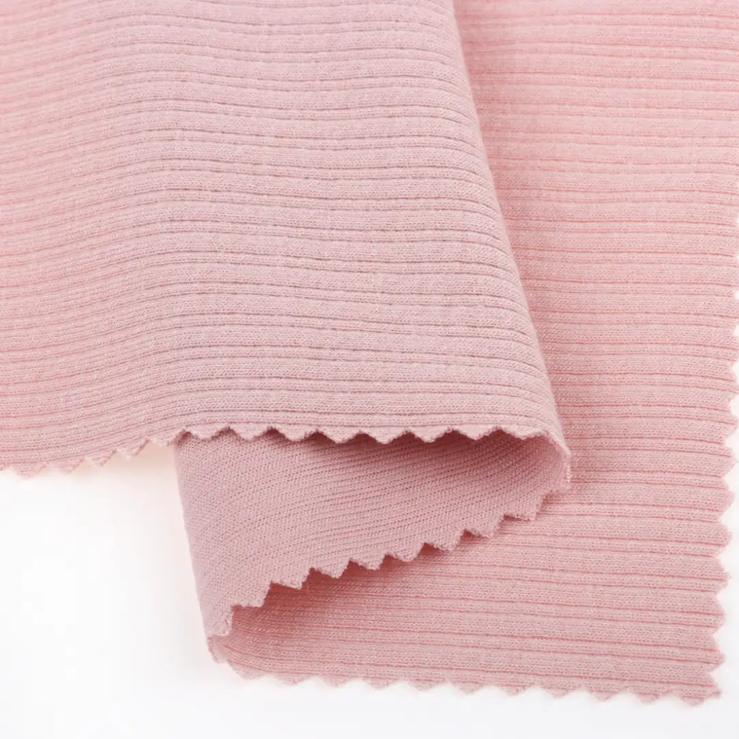 China Fabric for Jackets,Suit,Loungewear Rib Knit Fabric Polyester Rayon Spandex PINK color buy from China wholesaler bulk order at wholesale price free worldwide shipping Alibaba