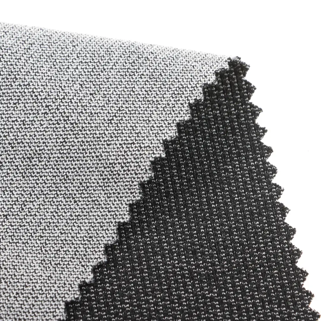 China Fabric for Jackets Weft Jacquard Knit Fabric Polyester Viscose Spandex BLACK color buy from China wholesaler bulk order at wholesale price free worldwide shipping Alibaba