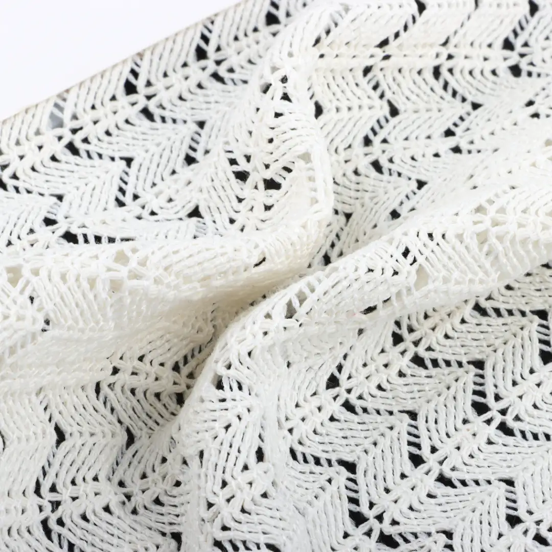 China Fabric for Skirt Lace Knit Fabric Cotton Polyester Milky white color buy from China wholesaler bulk order at wholesale price free worldwide shipping Alibaba