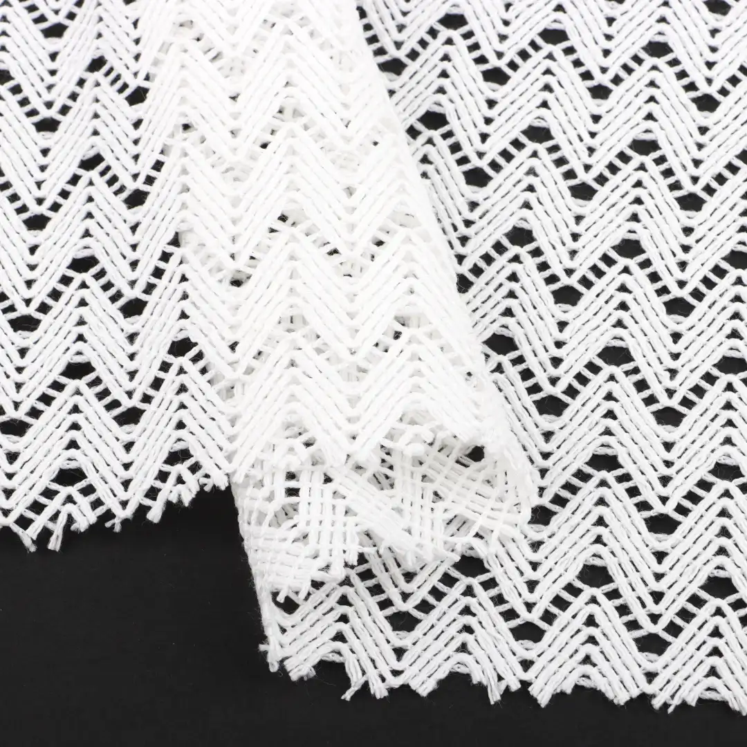 China Fabric for Skirt Lace Knit Fabric Polyester Cotton Milky white color buy from China wholesaler bulk order at wholesale price free worldwide shipping Alibaba