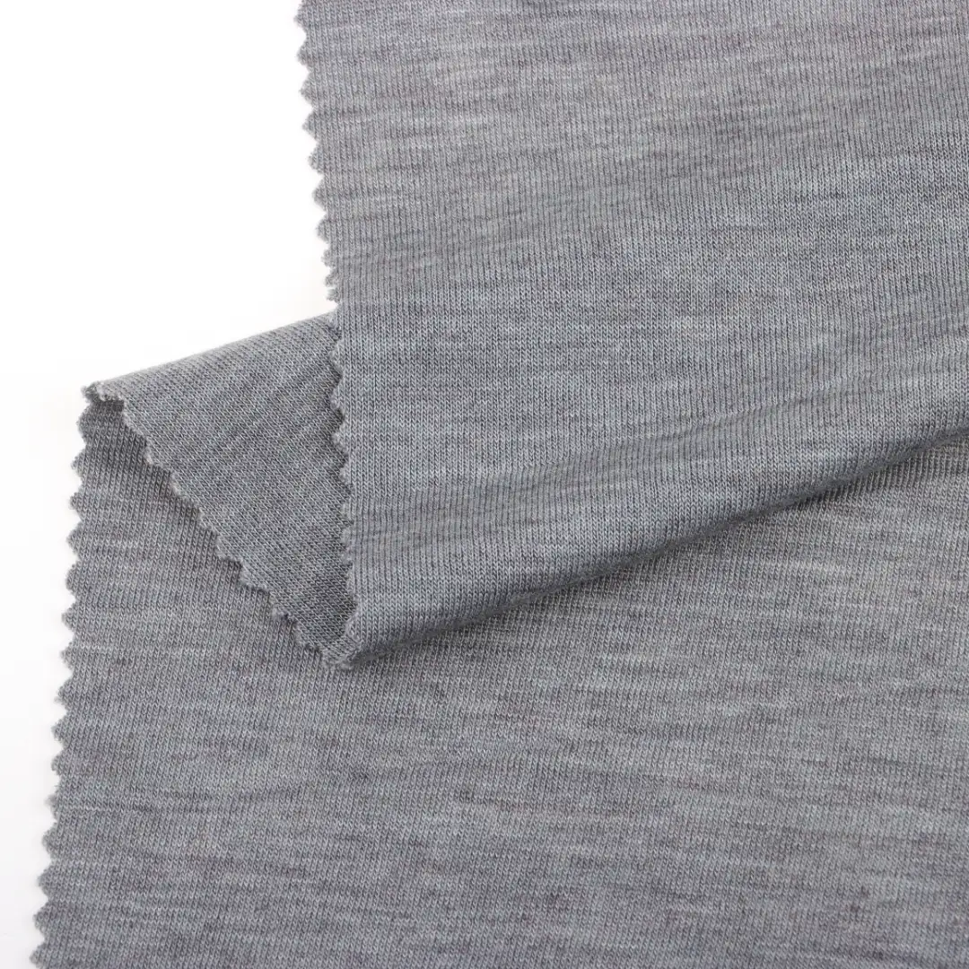 China Fabric for T-Shirt Interlock Knit Fabric Acrylic Nylon Modal Wool Grey color buy from China wholesaler bulk order at wholesale price free worldwide shipping Alibaba