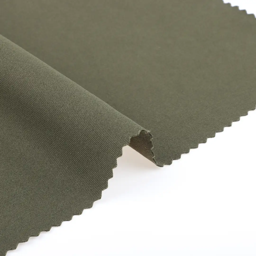 China Fabric for Trench Coat High Stretch Yarn Fabric Synthetic Woven Fabric Polyester olive color buy from China wholesaler bulk order at wholesale price free worldwide shipping Alibaba