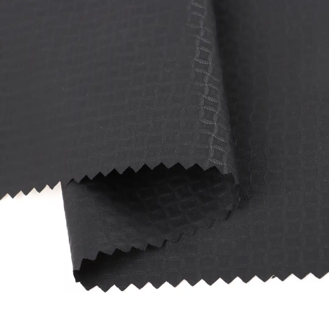 China Fabric for Jackets Polyester Pongee Synthetic Woven Fabric Polyester BLACK color buy from China wholesaler bulk order at wholesale price free worldwide shipping Alibaba