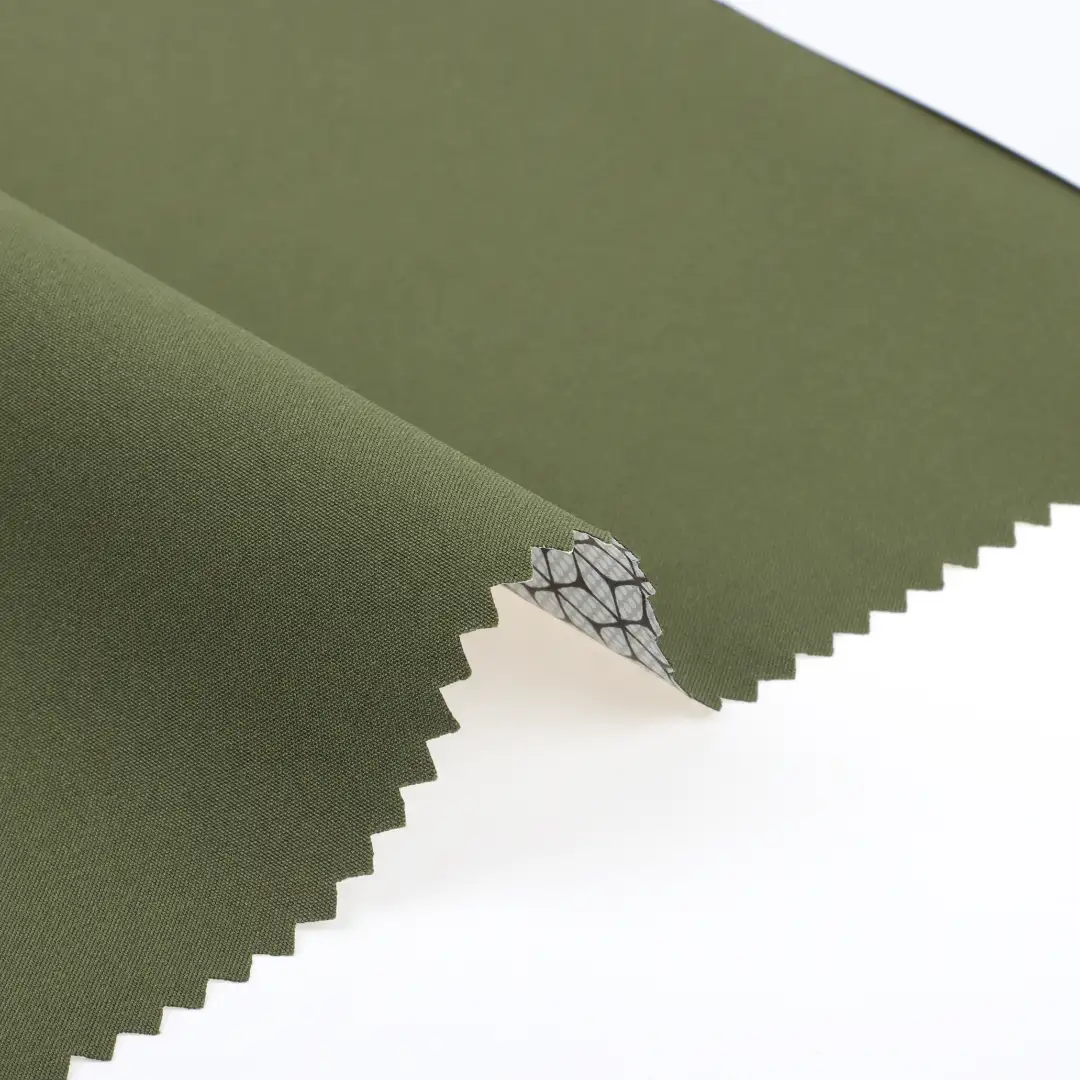 China Fabric for Jackets High Stretch Yarn Fabric Synthetic Woven Fabric Polyester GREEN color buy from China wholesaler bulk order at wholesale price free worldwide shipping Alibaba