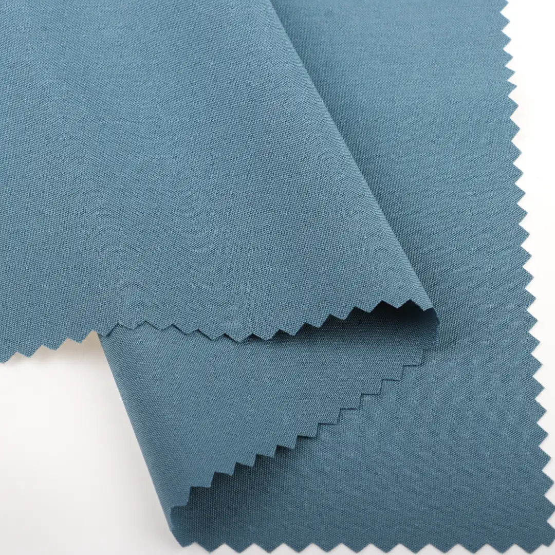 China Fabric for Pants Four Stretch Polyester Woven Fabric Synthetic Woven Fabric Polyester Spandex BLUE color buy from China wholesaler bulk order at wholesale price free worldwide shipping Alibaba