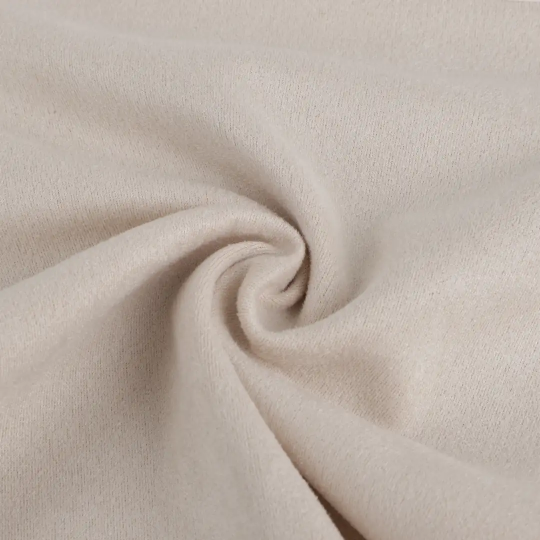 China Fabric for Jackets,Blazer Weft Suede Knit Fabric Polyester Spandex Off White color buy from China wholesaler bulk order at wholesale price free worldwide shipping Alibaba