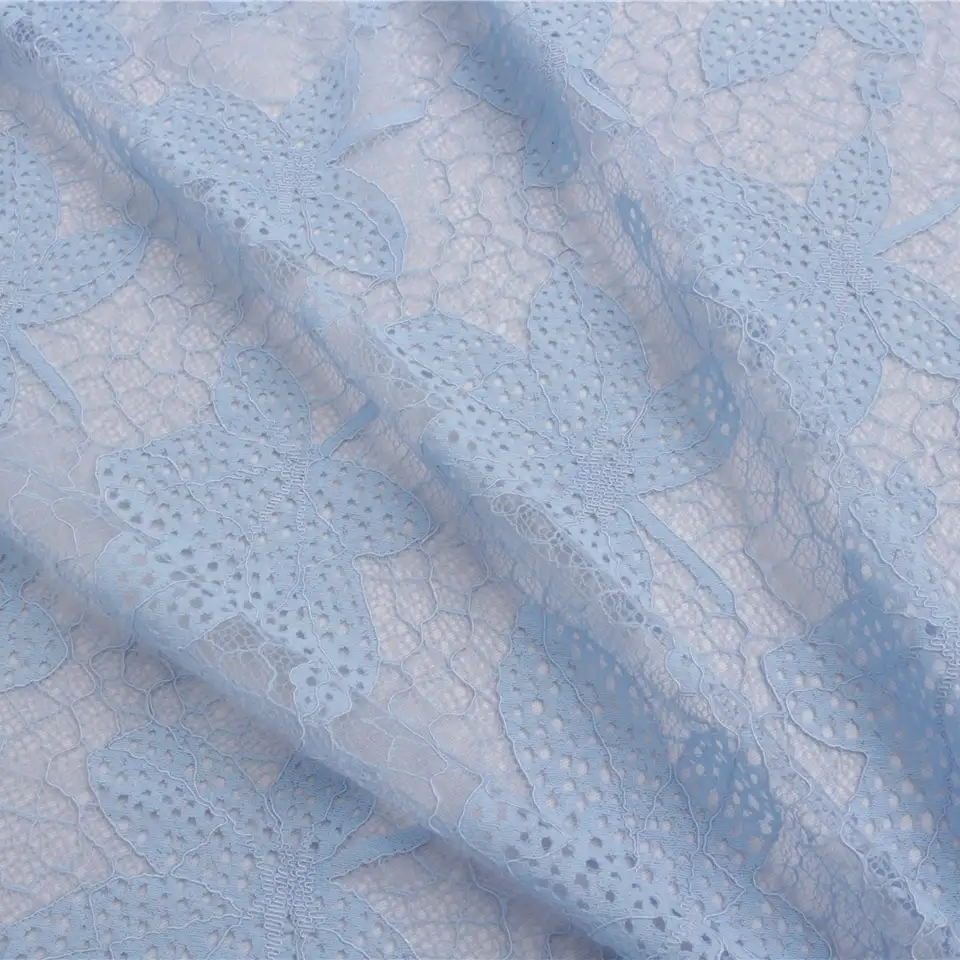 China Fabric for Shirt,Skirt Lace Knit Fabric Cotton Nylon Rayon SkyBlue color buy from China wholesaler bulk order at wholesale price free worldwide shipping Alibaba