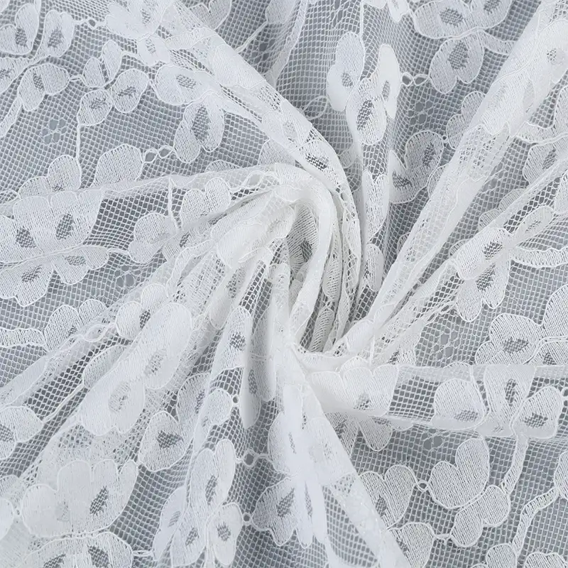 China Fabric for Shirt,Skirt Lace Knit Fabric Cotton Nylon Rayon White color buy from China wholesaler bulk order at wholesale price free worldwide shipping Alibaba