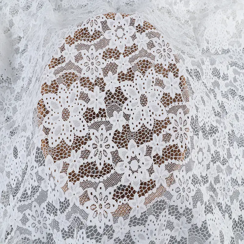 China Fabric for Shirt,Skirt Lace Knit Fabric Nylon Cotton Rayon White color buy from China wholesaler bulk order at wholesale price free worldwide shipping Alibaba