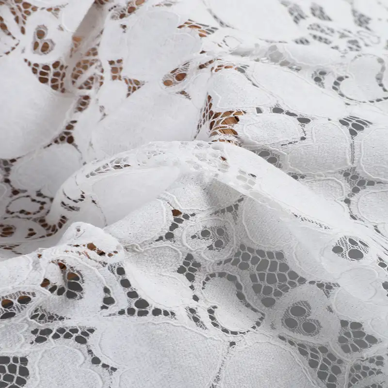 China Fabric for Shirt,Skirt Lace Knit Fabric Cotton Nylon Rayon White color buy from China wholesaler bulk order at wholesale price free worldwide shipping Alibaba