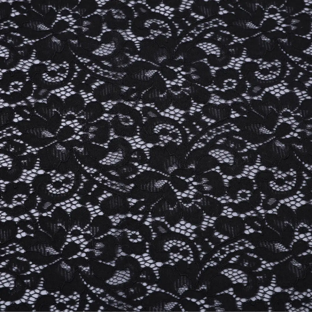 China Fabric for Shirt,Skirt Lace Knit Fabric Cotton Nylon Rayon Black color buy from China wholesaler bulk order at wholesale price free worldwide shipping Alibaba