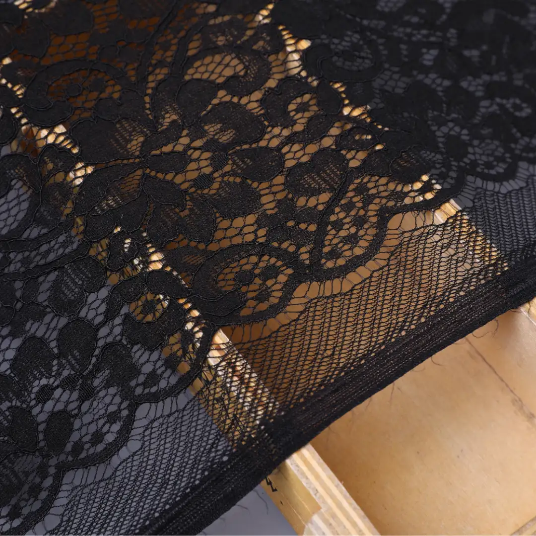 China Fabric for Shirt,Skirt Lace Knit Fabric Cotton Nylon Rayon Black color buy from China wholesaler bulk order at wholesale price free worldwide shipping Alibaba