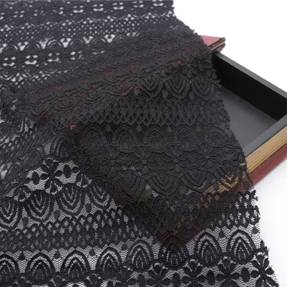 China Fabric for Shirt,Skirt Lace Knit Fabric Nylon Spandex black color buy from China wholesaler bulk order at wholesale price free worldwide shipping Alibaba