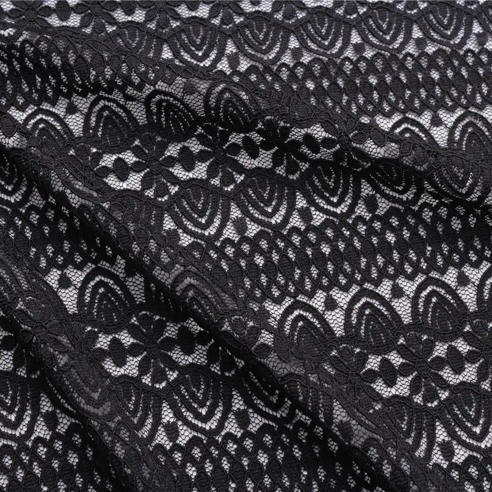 China Fabric for Shirt,Skirt Lace Knit Fabric Nylon Spandex black color buy from China wholesaler bulk order at wholesale price free worldwide shipping Alibaba