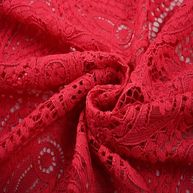 China Fabric for Skirt Lace Knit Fabric Nylon Rayon Cotton RED color buy from China wholesaler bulk order at wholesale price free worldwide shipping Alibaba