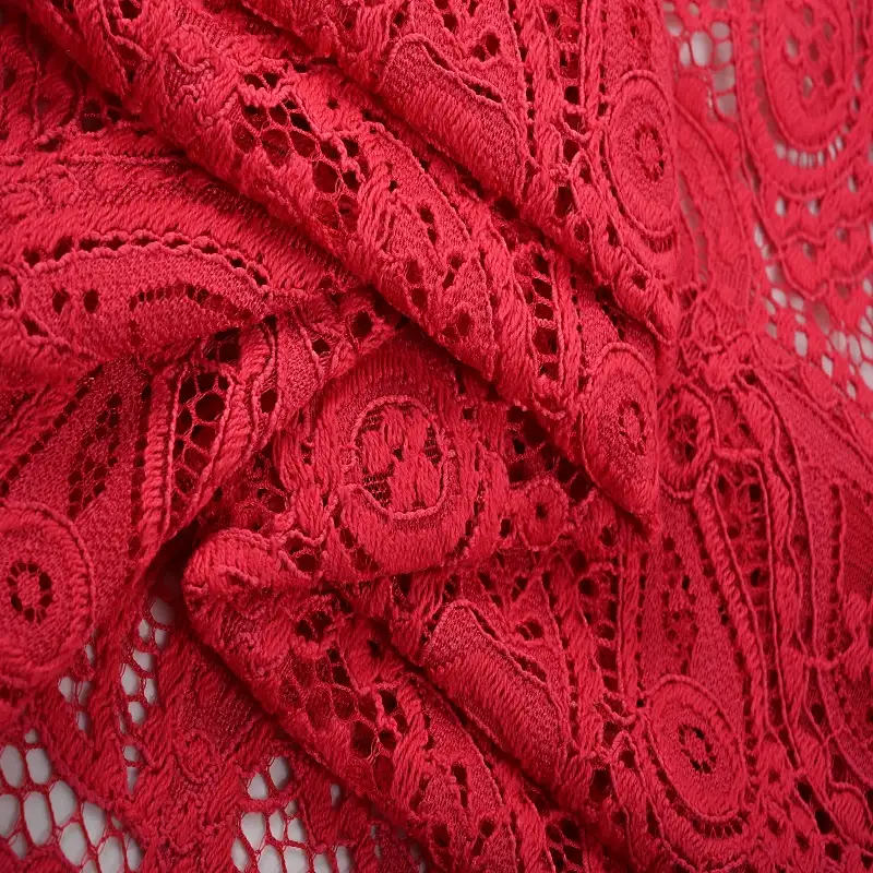 China Fabric for Skirt Lace Knit Fabric Nylon Rayon Cotton RED color buy from China wholesaler bulk order at wholesale price free worldwide shipping Alibaba