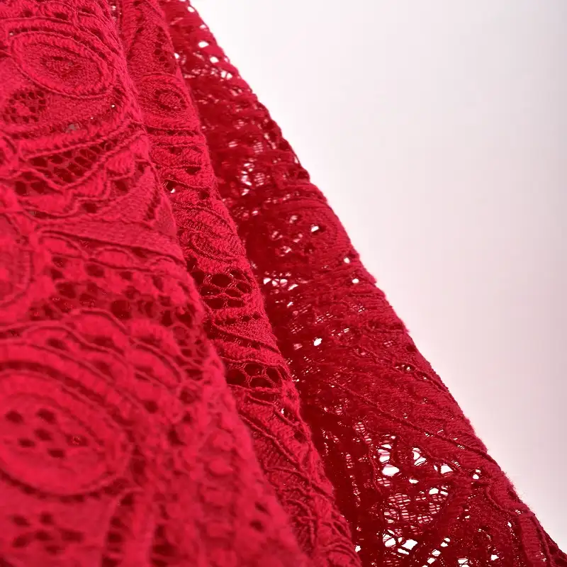 China Fabric for Skirt Lace Knit Fabric Nylon Rayon Cotton RED color buy from China wholesaler bulk order at wholesale price free worldwide shipping Alibaba