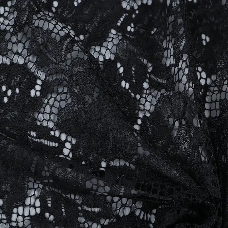 China Fabric for Shirt,Polo Shirt,Skirt Lace Knit Fabric Poly Black color buy from China wholesaler bulk order at wholesale price free worldwide shipping Alibaba