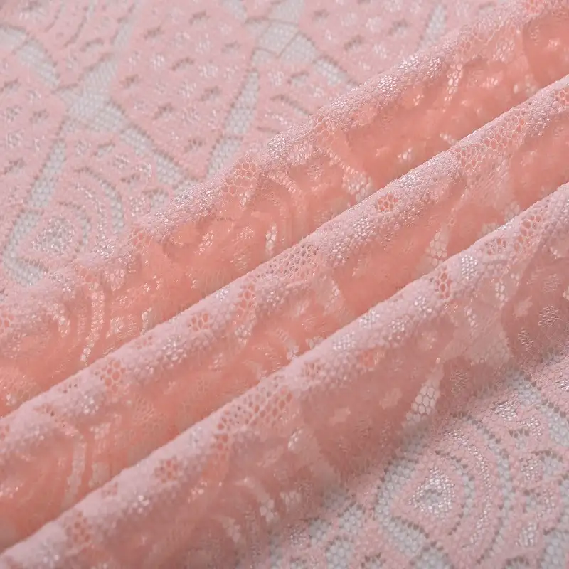 China Fabric for Shirt,Skirt Lace Knit Fabric Nylon Spandex PINK color buy from China wholesaler bulk order at wholesale price free worldwide shipping Alibaba