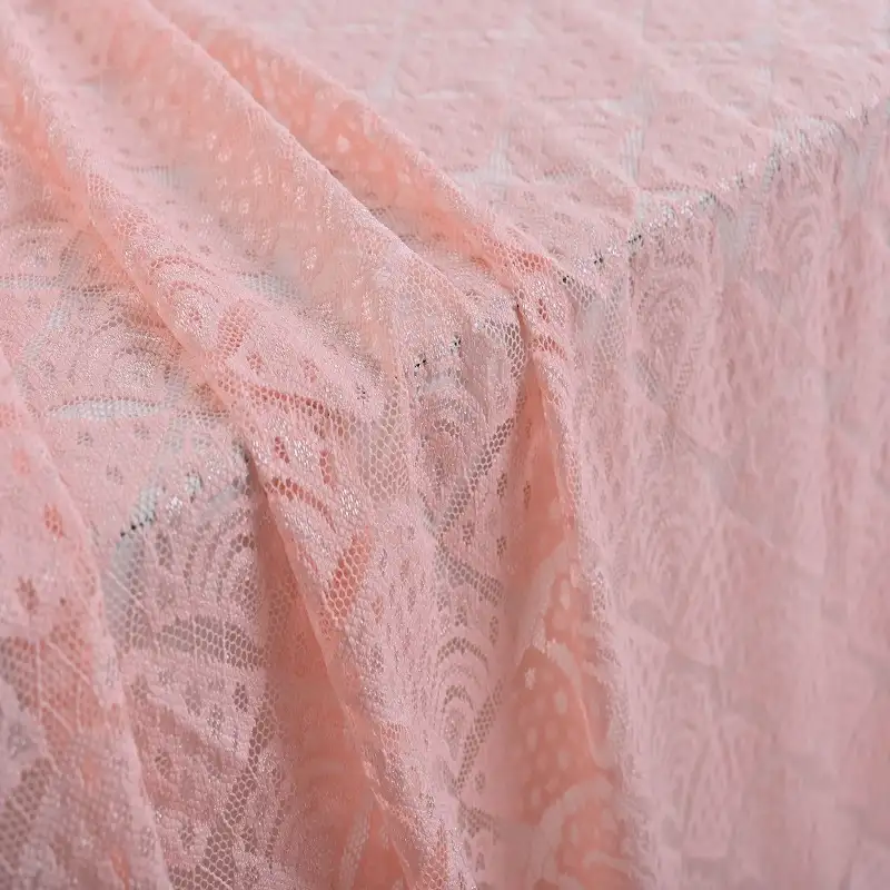 China Fabric for Shirt,Skirt Lace Knit Fabric Nylon Spandex PINK color buy from China wholesaler bulk order at wholesale price free worldwide shipping Alibaba