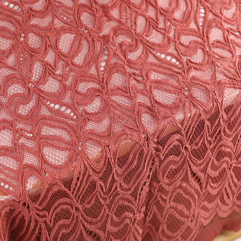 China Fabric for Shirt,Skirt Lace Knit Fabric Nylon Cotton Rayon DarkSalmon color buy from China wholesaler bulk order at wholesale price free worldwide shipping Alibaba