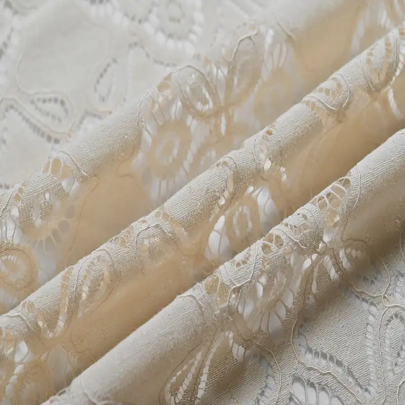 China Fabric for Shirt,Skirt Lace Knit Fabric Cotton Nylon Rayon Antique White color buy from China wholesaler bulk order at wholesale price free worldwide shipping Alibaba