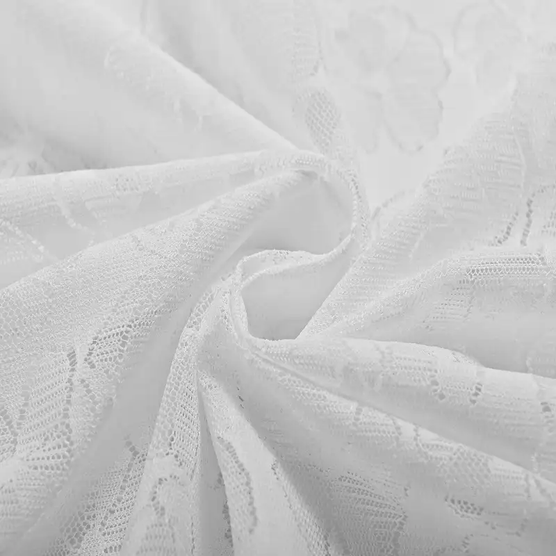 China Fabric for Shirt,T-Shirt,Skirt Lace Knit Fabric Poly Spandex White color buy from China wholesaler bulk order at wholesale price free worldwide shipping Alibaba