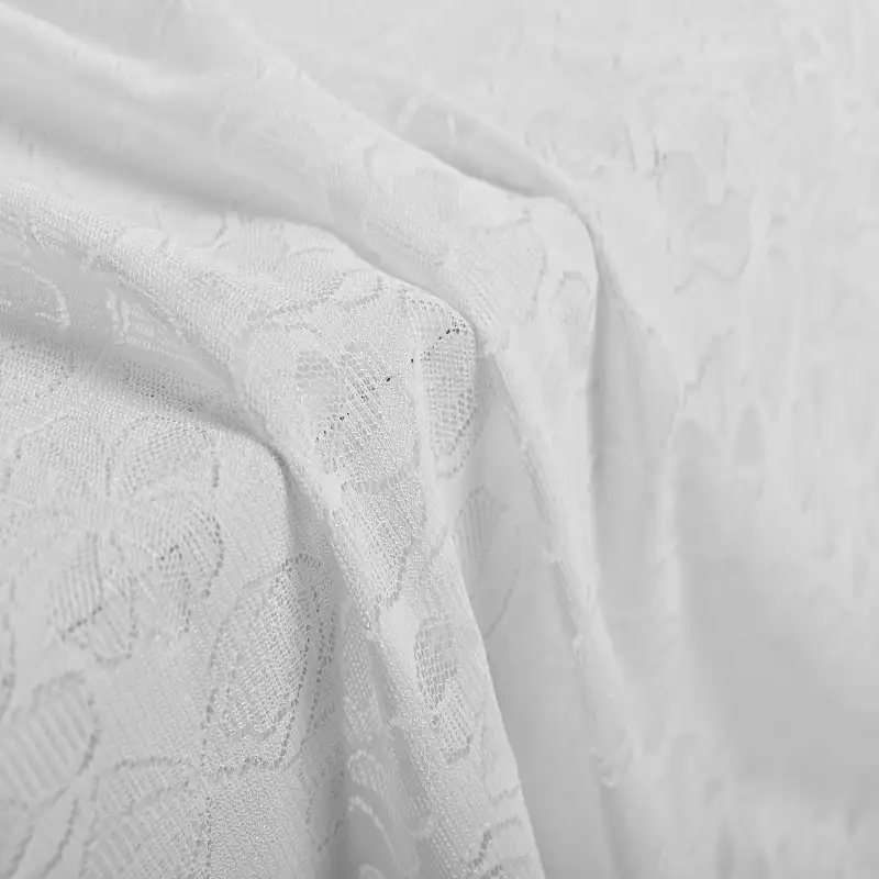 China Fabric for Shirt,T-Shirt,Skirt Lace Knit Fabric Poly Spandex White color buy from China wholesaler bulk order at wholesale price free worldwide shipping Alibaba