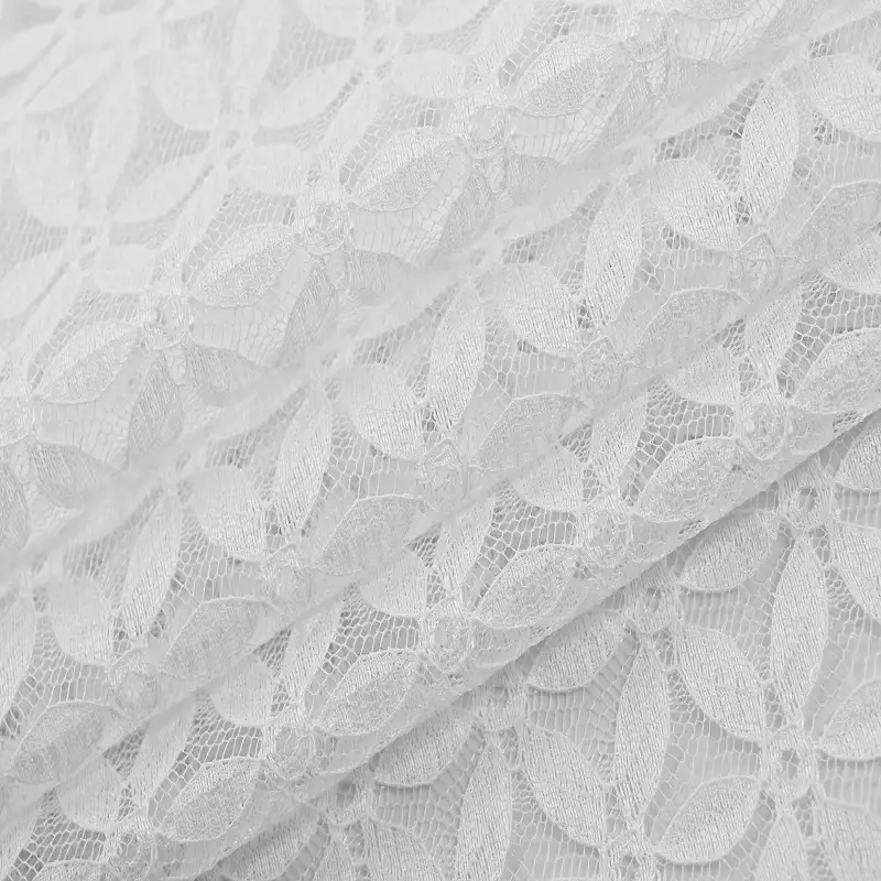 China Fabric for Shirt,T-Shirt,Skirt Lace Knit Fabric Poly Spandex White color buy from China wholesaler bulk order at wholesale price free worldwide shipping Alibaba