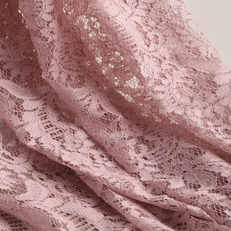 China Fabric for Shirt,Skirt Lace Knit Fabric Nylon Cotton Rayon Misty Rose color buy from China wholesaler bulk order at wholesale price free worldwide shipping Alibaba