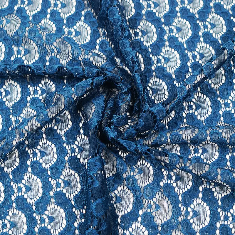 China Fabric for Shirt,Skirt Lace Knit Fabric Nylon Spandex Royal Blue color buy from China wholesaler bulk order at wholesale price free worldwide shipping Alibaba