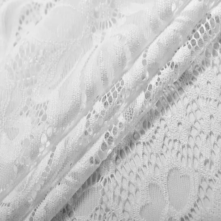 China Fabric for Shirt,Skirt Lace Knit Fabric Nylon Spandex White color buy from China wholesaler bulk order at wholesale price free worldwide shipping Alibaba