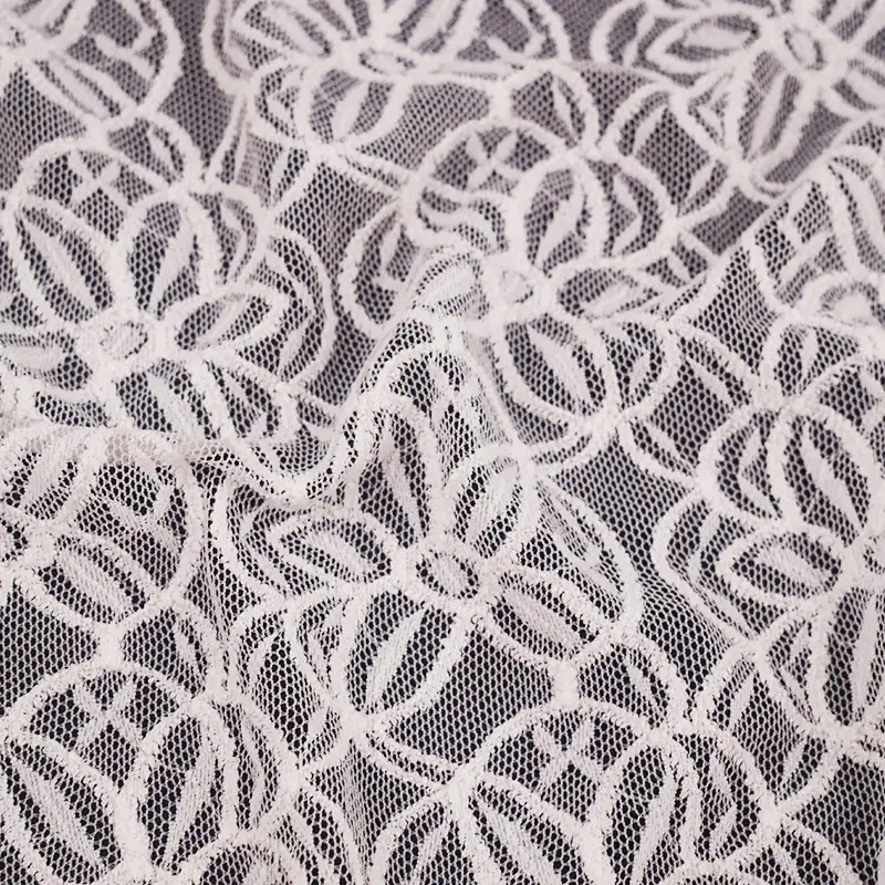 China Fabric for Shirt,Skirt Lace Knit Fabric Nylon Spandex White color buy from China wholesaler bulk order at wholesale price free worldwide shipping Alibaba