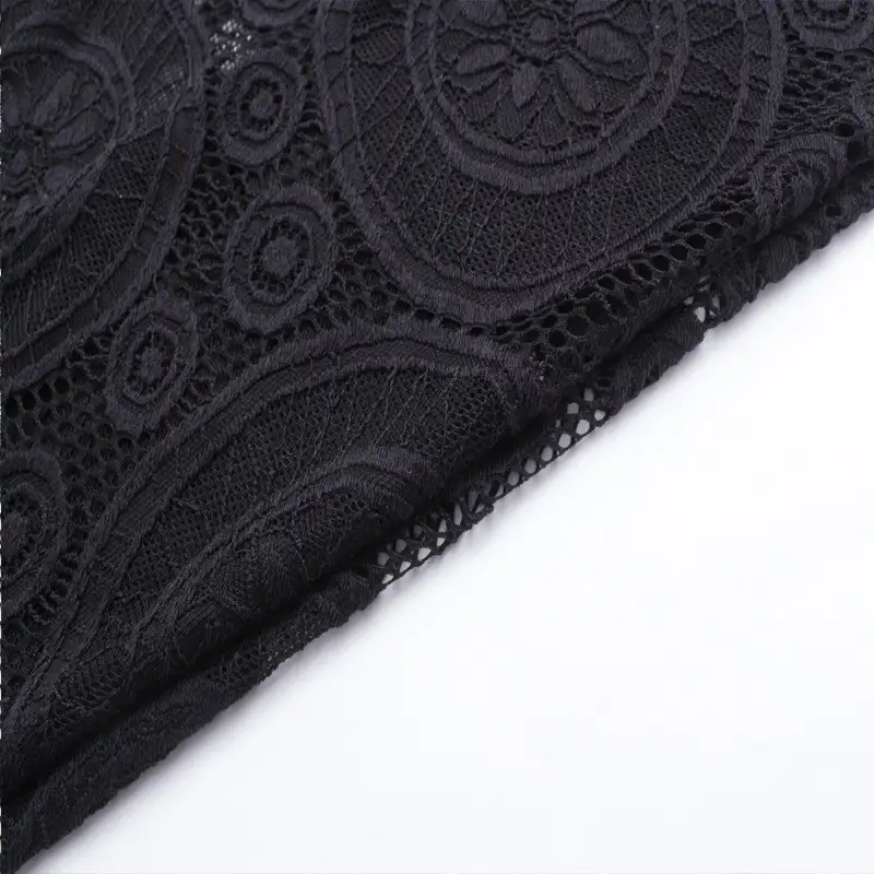 China Fabric for Shirt,Skirt Lace Knit Fabric Nylon Spandex Black color buy from China wholesaler bulk order at wholesale price free worldwide shipping Alibaba