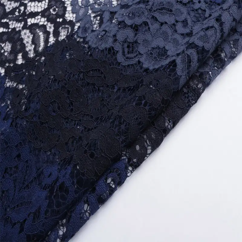 China Fabric for Shirt,Skirt Lace Knit Fabric Poly Navy color buy from China wholesaler bulk order at wholesale price free worldwide shipping Alibaba