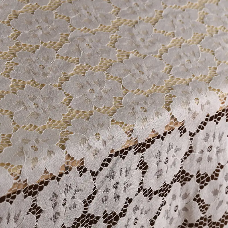 China Fabric for Shirt,Skirt Lace Knit Fabric Cotton Nylon White color buy from China wholesaler bulk order at wholesale price free worldwide shipping Alibaba