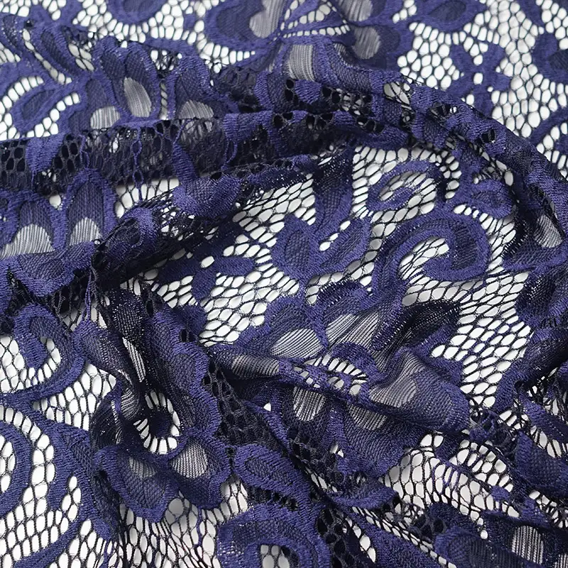 China Fabric for Shirt,Skirt Lace Knit Fabric Nylon Spandex Navy color buy from China wholesaler bulk order at wholesale price free worldwide shipping Alibaba