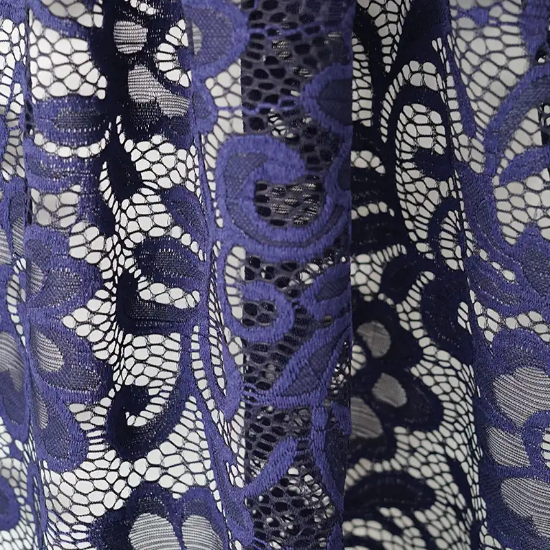 China Fabric for Shirt,Skirt Lace Knit Fabric Nylon Spandex Navy color buy from China wholesaler bulk order at wholesale price free worldwide shipping Alibaba