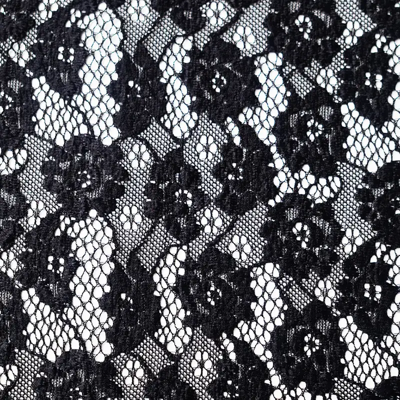 China Fabric for Shirt,Skirt Lace Knit Fabric Nylon Spandex Black color buy from China wholesaler bulk order at wholesale price free worldwide shipping Alibaba