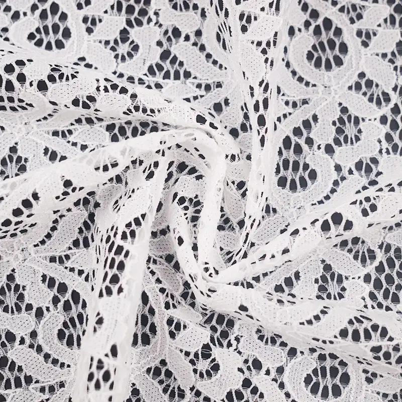 China Fabric for Shirt,Skirt Lace Knit Fabric Nylon Spandex White color buy from China wholesaler bulk order at wholesale price free worldwide shipping Alibaba