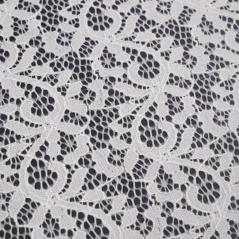 China Fabric for Shirt,Skirt Lace Knit Fabric Nylon Spandex White color buy from China wholesaler bulk order at wholesale price free worldwide shipping Alibaba