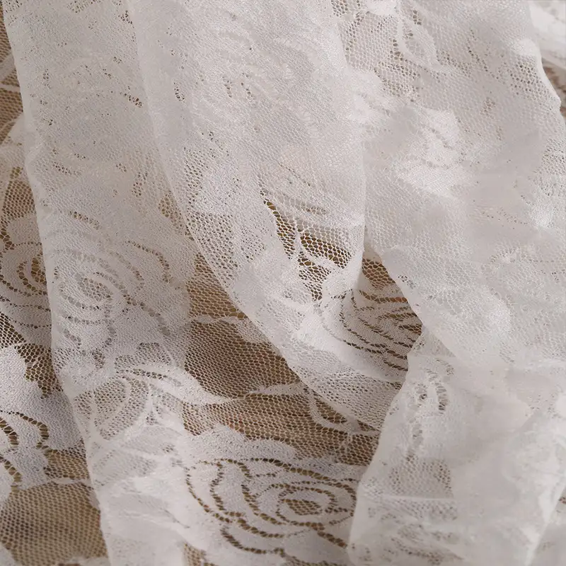 China Fabric for Shirt,Skirt,Pajamas Lace Knit Fabric Nylon Spandex White color buy from China wholesaler bulk order at wholesale price free worldwide shipping Alibaba